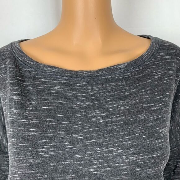 Lou & Grey Space Dye Drop Shoulder Sweater Pullover Wide Neck Grey Gray Small - Picture 3 of 7